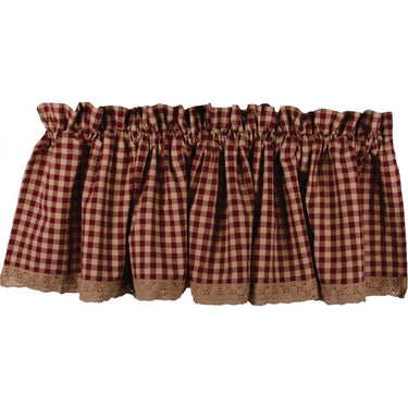 Barn Red Nutmeg Heritage House Lace Valance Lined VL159017 - The Fox Decor